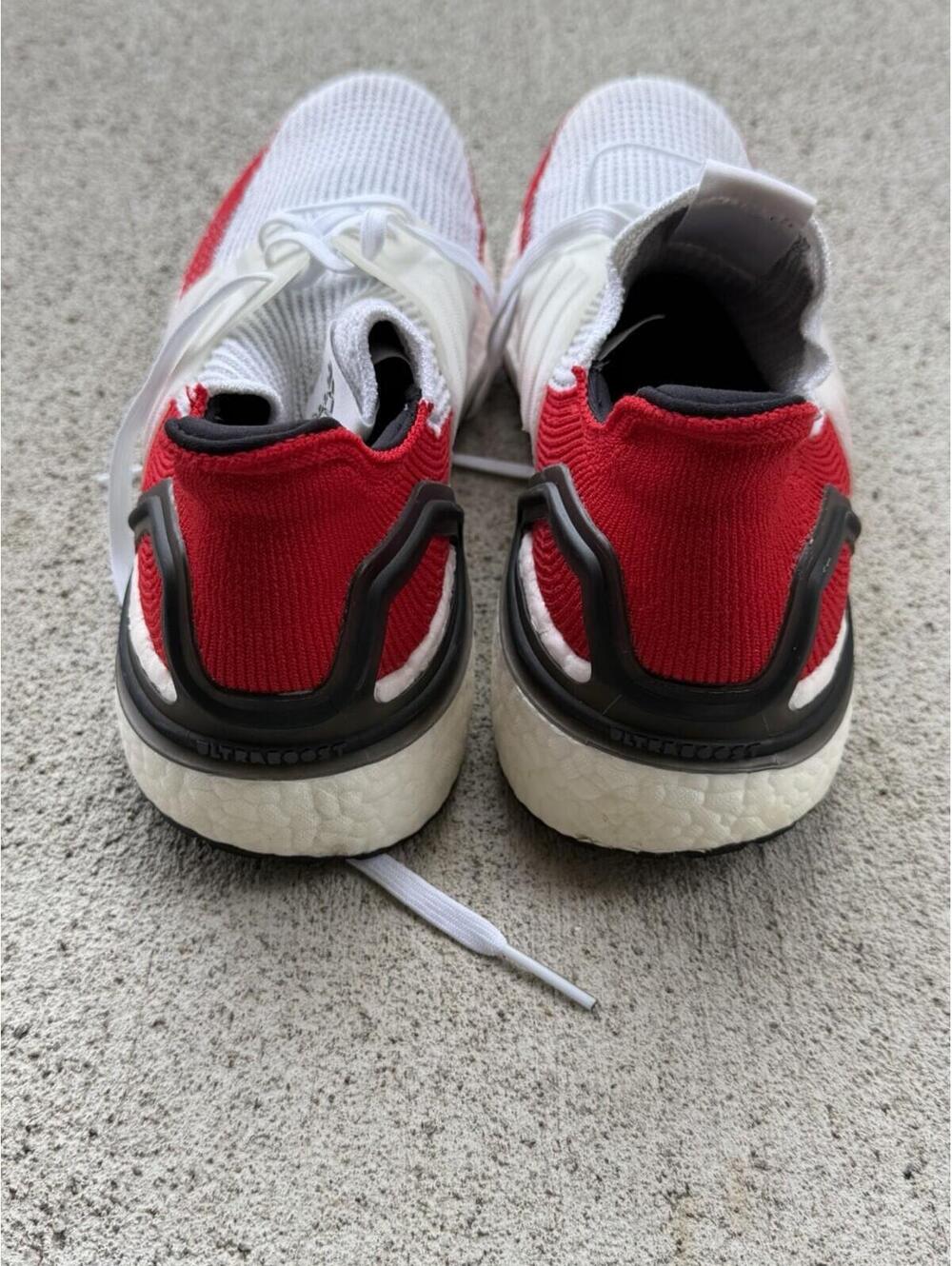 Adidas Ultraboost 19 Running Shoes Men’s 11.5 White Red Black Continental - Picture 4 of 9